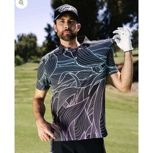 Sunday Swagger Screen Saver Performance Polo Men XL Multi Floral Hawaiian Golf